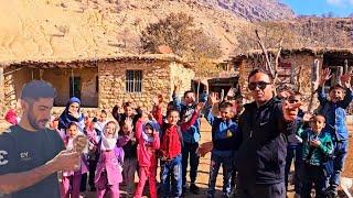 Nomadic children's joy over the construction of the new school