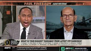 FIRST TAKE | Stephen A. Smith "on fire" Paul Finebaum rips CFP committee over Georgia ranking