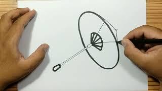 How to draw WAGASA JAPANESE UMBRELLA