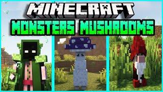 Monsters and Mushrooms mod Minecraft Mod review 5 new mobs and new weapons and Armor 2023 showcase