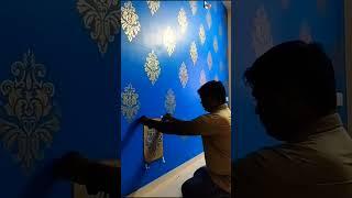 wall stencil painting on wall #asianpaints #painting #art #shorts