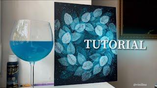 Cosmic leaves print painting process / Leaves painting tutorial / Ocean colors