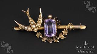 Antique Swallow Bird Sweetheart Brooch - Equisite!