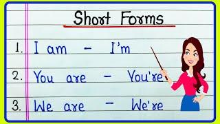 Short Form of spoken English | Contractions in English Grammar | Abbreviations in English Language