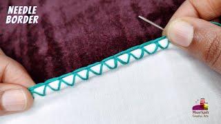 Pico Needle Border Hand Embroidery Stitch | एम्ब्रायडरी / एम्ब्रोइडरी - 607