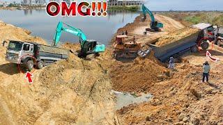 OMG!!!Awesome Heavy Truck Rescue Skills ,Trucks Fail during landslide Recovery by Dozer & Excavator