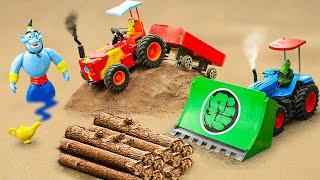 Diy tractor making mini Bulldozer Cleaning Road | diy Tractor transporting Golden Boy | HP Mini