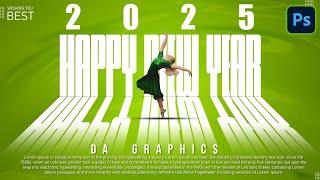 How to Create Typography Happy New Year 2025 Poster/ Banner Design in Photoshop | Typographic