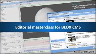 Editorial masterclass for BLOX CMS