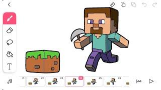 Flipaclip − MineCraft // Animating the Steve on flipaclip (timelapse)