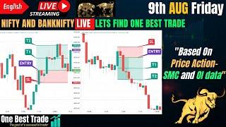 Live Nifty intraday trading | Bank nifty live trading | Live options trading | 9th AUG 2024 dhan