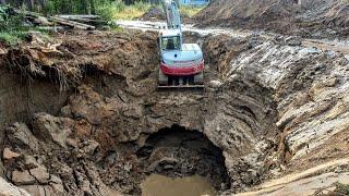 Digging a water well,  as deep as manageable