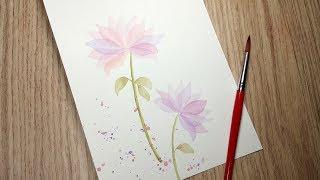 수채화 꽃그리기 초보도 쉽게 그릴 수 있는 꽃잎 겹쳐 그리기  간단한 꽃그림  Very easy and simple water color painting