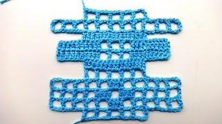 Филейная сетка.  Прибавление и убавление клеточек.  Вязание крючком.  Crochet