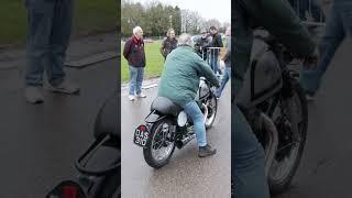 Old man bump starts his '53 Manx Norton