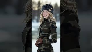 A Beautiful female special forces officer in the snowy forest Singing "KATYUSHA"  #femalesoldiers