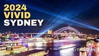 Vivid Sydney 2024 Walking Tour | 4k | Closed Captions