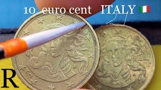 10 euro cent 2002 Italy Rare Euro Coin Defect