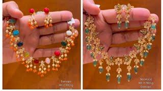  Beautiful 🪙, Pearl, Emerald, Ruby & other🫰  Beads  Necklace starts from 2gm#usvtrendyjewellery