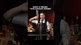 flair tricks EASY 5 TRICKS"EYE-CATCHY POURS" 1 bottle & 1 shaker  #flairbartending #bartender