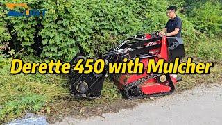 Derette 450 mini skid steer loader with Mulcher attachments