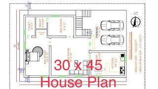 30x45 House Plan / 2 Bedroom House East Facing House Floor Plan