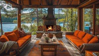 Enjoy Last Days of Autumn with Gentle Morning Jazz & Fireplace at Lakeside Porch