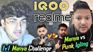 Goblin reply on 1v1 Manya Challenge  Manya Vs Punk Igling iQOO vs Realme