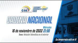 Cadena nacional: Voto Telemático en el exterior.