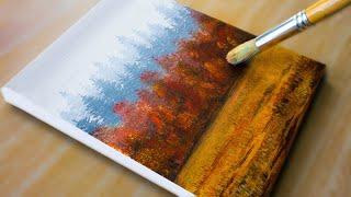 Easy Misty Autumn Trees  How to Paint Mist / Easy Beginner Acrylic Painting Step by Step