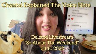 Foodie Beauty "Explained" The Voice Notes | DELETED Livestream "So About The Weekend" 04.10.2022