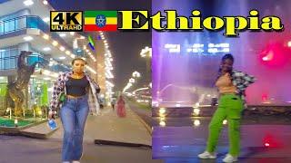 እንደ አዲስ ፏ ብሎ የተሰራው ከመስቀል አደባባይ ደንበል መንገድ| Addis Ababa Walking Tour  [4K] Tourist attractiveness