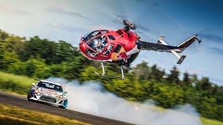 Aerobatic Helicopter Chases Drifting Race Car