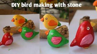 How to make cute little birds using stone /DIY stone art