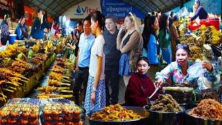 Amazing! Best Street Food - Cambodia Countryside Grilled Food Market - Stream Snail, Lobster, More