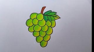 How to draw grapes step by step| Easy grapes drawing| Grapes fruit drawing easy