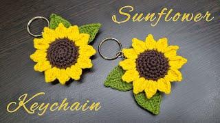 Crochet Sunflower Keychain l Crochet Sunflower Bagcharm l easy crochet sunflower keychain