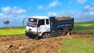 Dump Truck Stuck in Deep Mud & Recovery By Cat Excavator #Ep2293