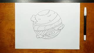 How to draw CARTOON PLANET JUPITER step by step