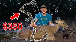 Budget PAWN SHOP Bow Hunting! (14 year old bow)*arrow blows through deer!