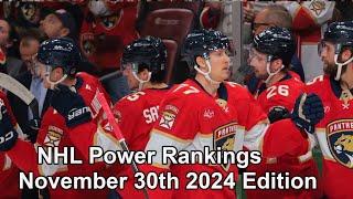 NHL Power Rankings, November 30th 2024 Edition