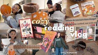 [cozy fall reading vlog]  reading cozy mysteries, fall baking, painting pumpkins  + cozy games!