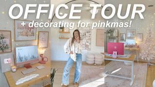 OFFICE MAKEOVER + TOUR! rearranging, decorating my office for Christmas, + my setup for productivity