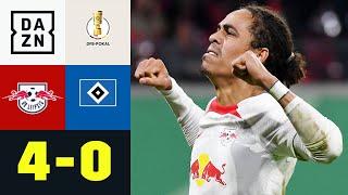 Poulsen stürmt und trifft! Bullen watschen HSV ab: RB Leipzig - Hamburger SV 4:0 | DFB-Pokal | DAZN