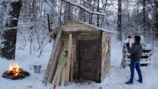 A man built a sauna in the woods using old pallets. Part 6