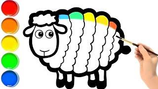 sheep drawing painting & coloring for kids / how to draw sheep step by step for kids.