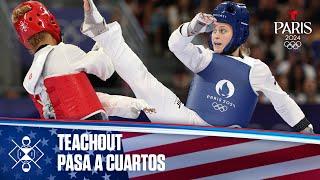 Kristina Teachout de USA avanza a cuartos de final en Taekwondo | Juegos Olímpicos París 2024