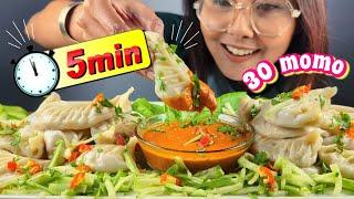 30 MOMO EATING CHALLENGE IN 5 MINUTES ⏰WITH SPICY MOMO CHUTNEY | MOMO EATING CHALLENGE ASMR VIDEO