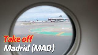 Taxing and take-off from Madrid (MAD) Barajas Airport