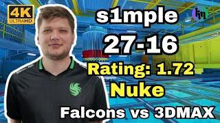 s1mple (27-16) Falcons vs 3DMAX (nuke) | Oct 21, 2024 #cs2 #pov